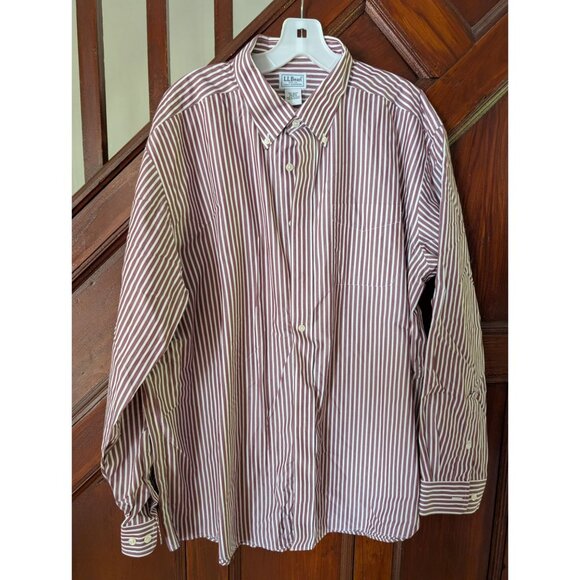L.L.Bean Mens Wrinkle-Resistant Striped Button-Up Shirt Size 18 1/2 34-35 Cotton - Picture 1 of 8